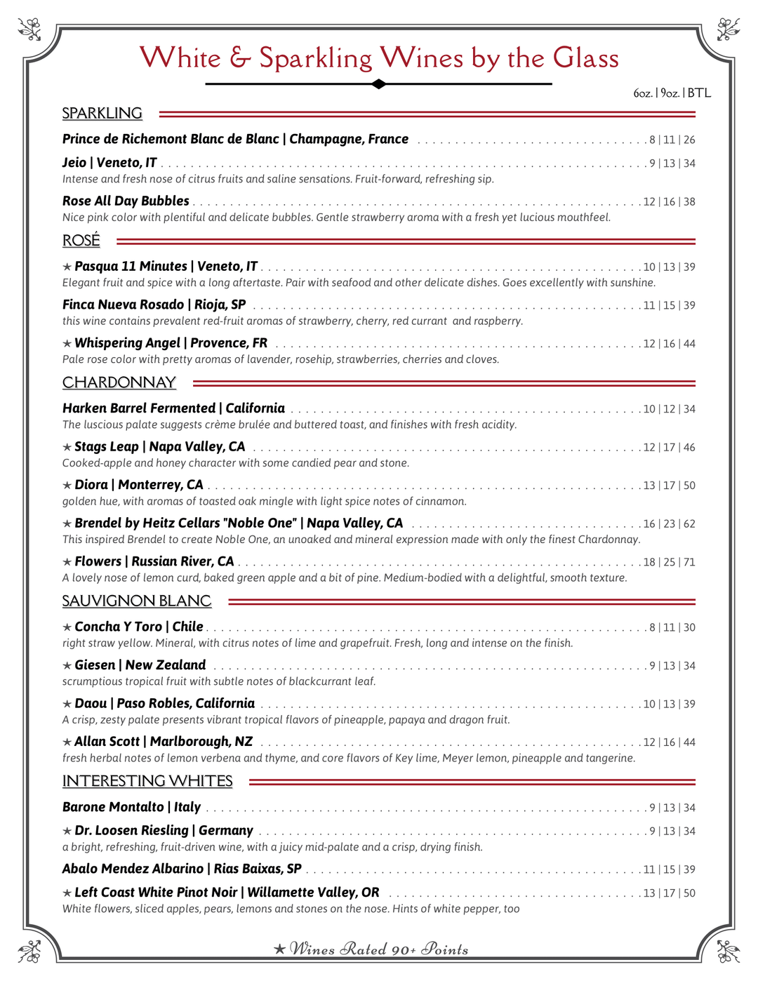 Cocktail Bar Roswell GA Red and White Wines